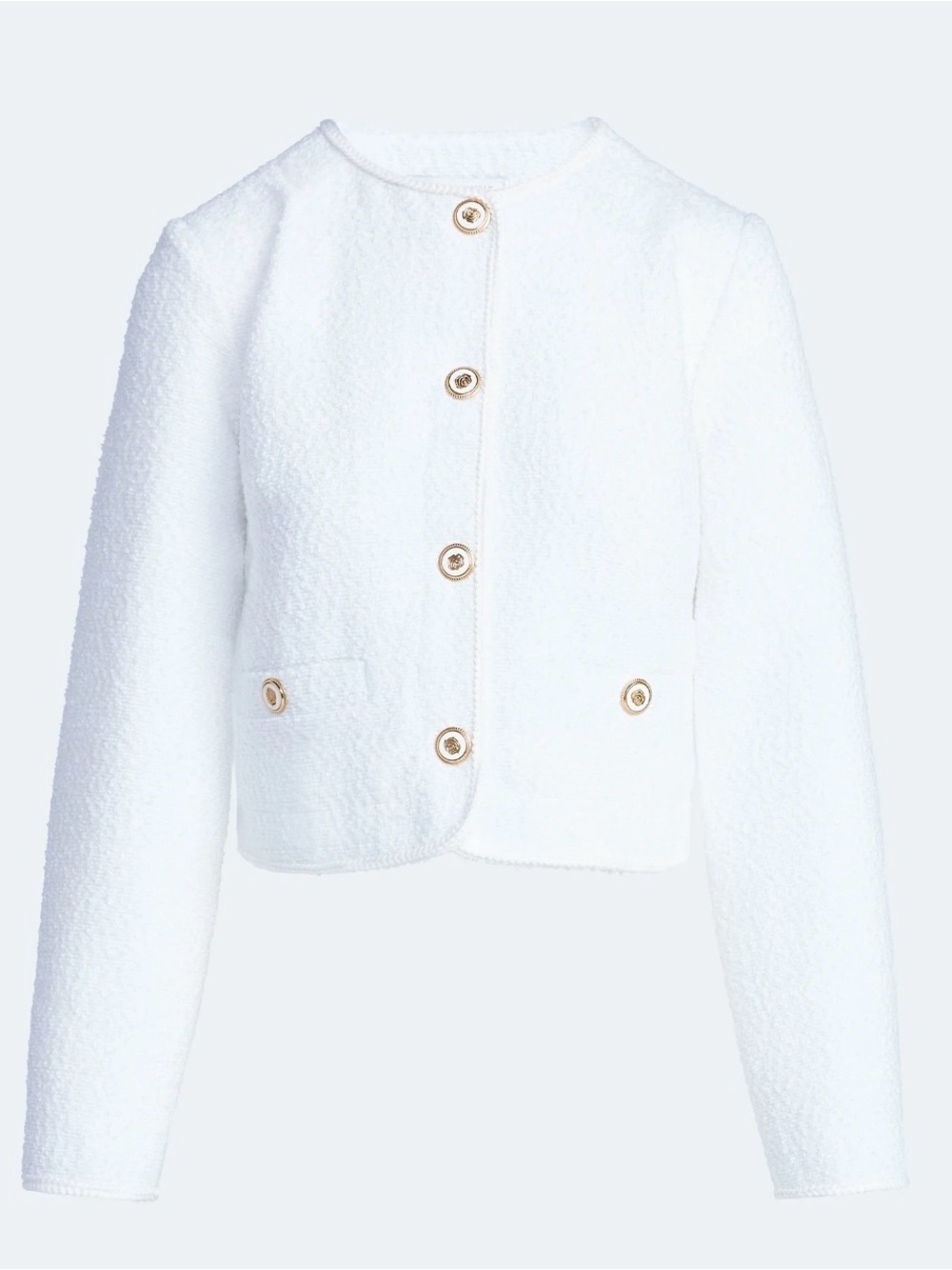 Free Assembly White Bouclé Button-Front Jacket